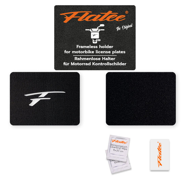 Flatee ORIGINAL-Set für Motorrad Kontrollschild 13 x 17 cm