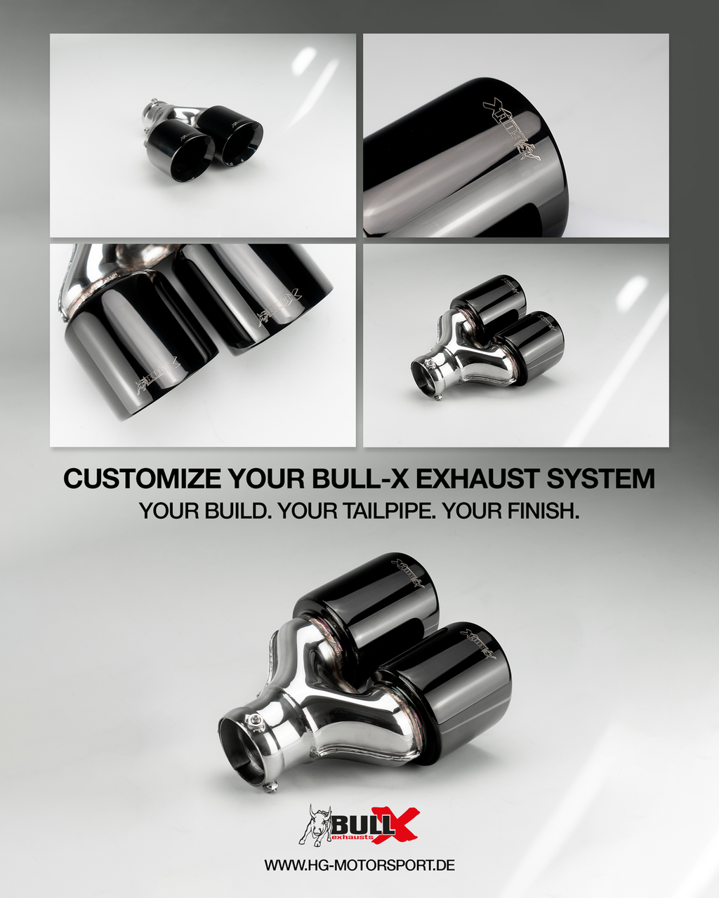 Bull-X Endrohrset Y-Style: Typ 5 CK-Style versetzt (A:1x64mm + 1x76mm)