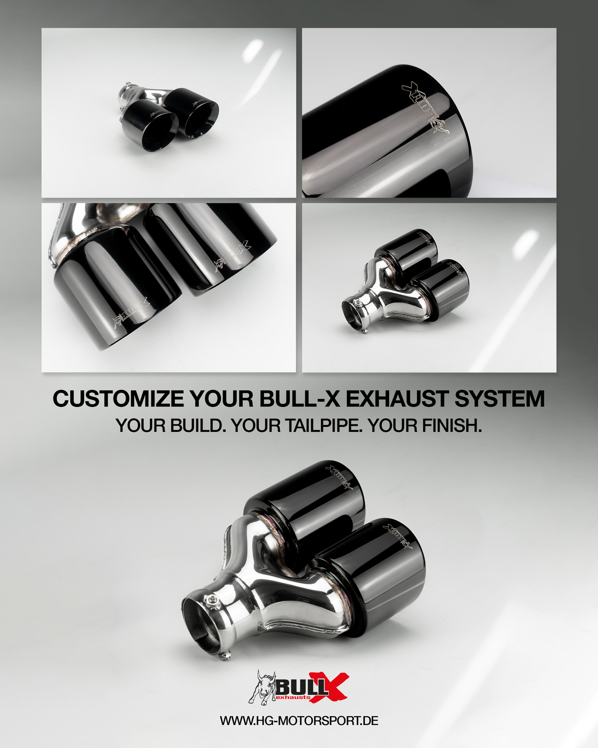 Bull-X Endrohrset Y-Style: Typ 5 CK-Style versetzt (A:1x64mm + 1x76mm)