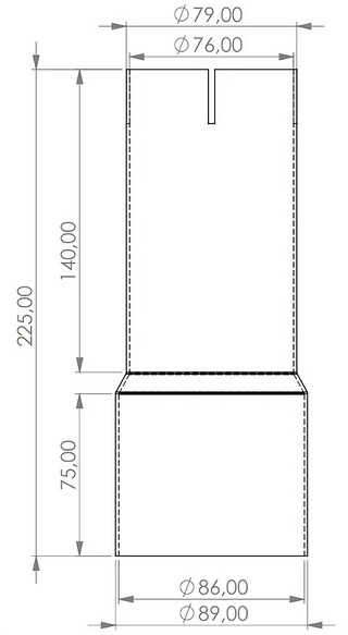 Edelstahl Reduzierer 88,9mm > 76mm geschlitzt Länge: 225mm